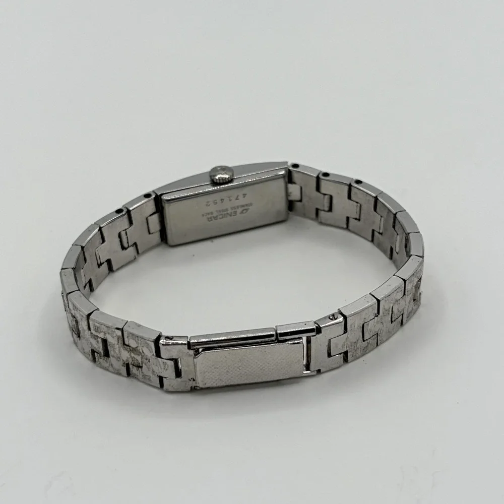 Vintage Enicar Silver‎ Tone Textured Link Analog Manual Women Watch